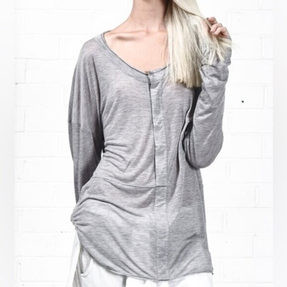 FREE PEOPLE One Teaspoon Soho Fine Wool Grandpa Top Long Sleeves Gray Size S - Picture 7 of 16